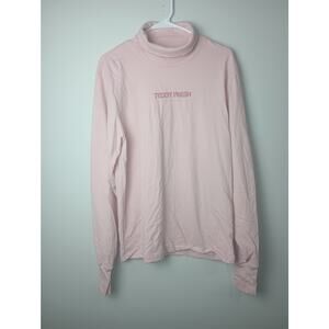 Teddy Fresh Pink Turtle Neck Top Blouse Long sleeve Women Size Medium Punk 90s